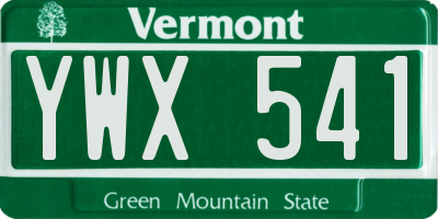 VT license plate YWX541