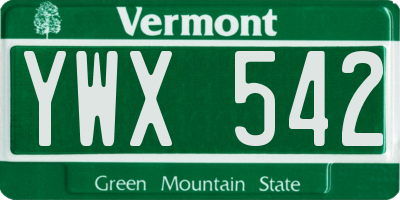 VT license plate YWX542