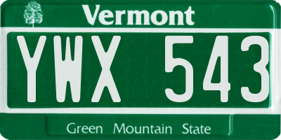 VT license plate YWX543