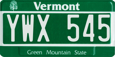 VT license plate YWX545