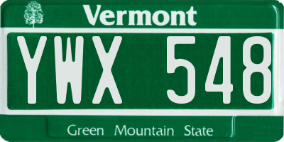 VT license plate YWX548
