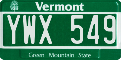 VT license plate YWX549
