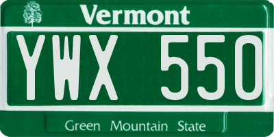 VT license plate YWX550