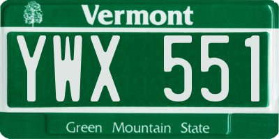 VT license plate YWX551