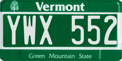 VT license plate YWX552
