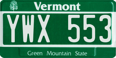 VT license plate YWX553