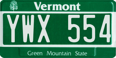 VT license plate YWX554