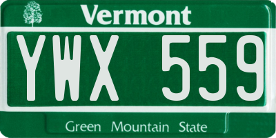 VT license plate YWX559
