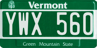 VT license plate YWX560