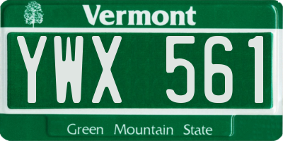 VT license plate YWX561