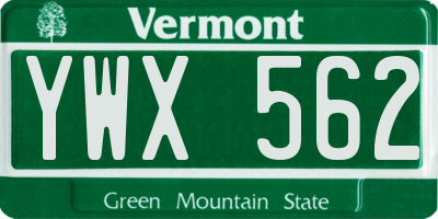 VT license plate YWX562
