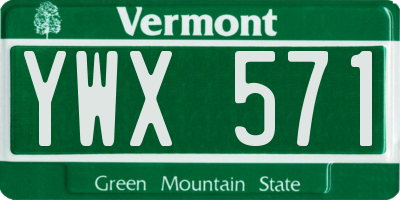 VT license plate YWX571