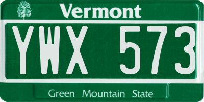 VT license plate YWX573