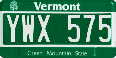 VT license plate YWX575