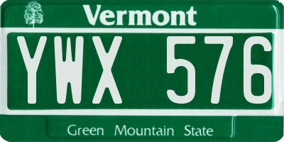 VT license plate YWX576