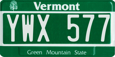 VT license plate YWX577