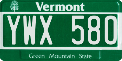 VT license plate YWX580