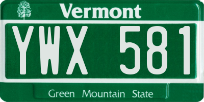 VT license plate YWX581