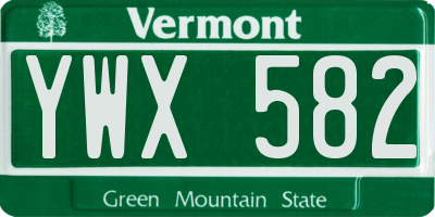 VT license plate YWX582