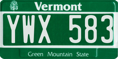 VT license plate YWX583