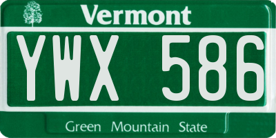 VT license plate YWX586
