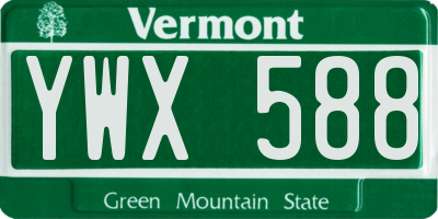 VT license plate YWX588