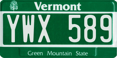 VT license plate YWX589