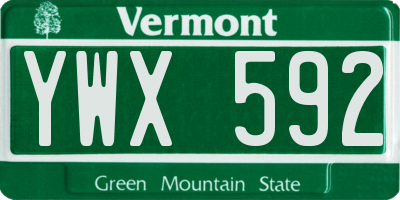 VT license plate YWX592