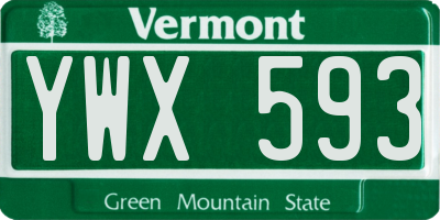 VT license plate YWX593