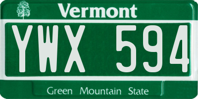 VT license plate YWX594