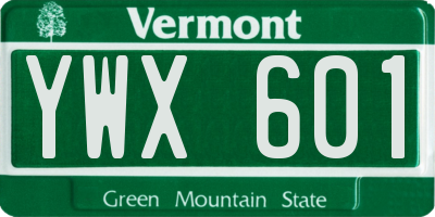 VT license plate YWX601