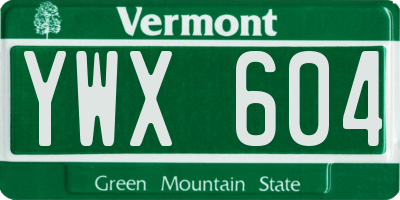 VT license plate YWX604