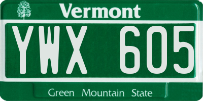 VT license plate YWX605