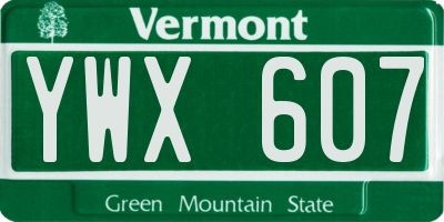 VT license plate YWX607