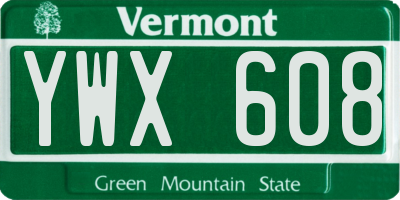 VT license plate YWX608