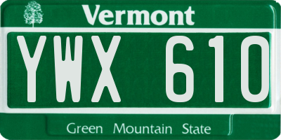 VT license plate YWX610