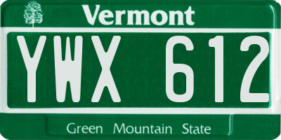 VT license plate YWX612