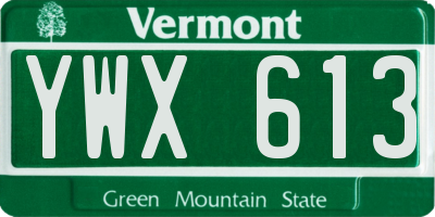 VT license plate YWX613