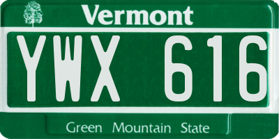 VT license plate YWX616