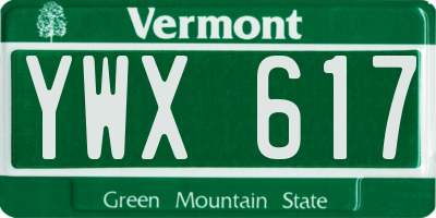 VT license plate YWX617