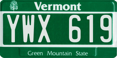 VT license plate YWX619