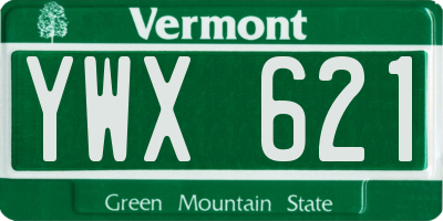 VT license plate YWX621
