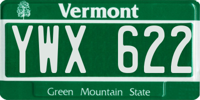 VT license plate YWX622