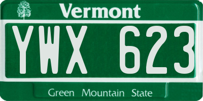 VT license plate YWX623