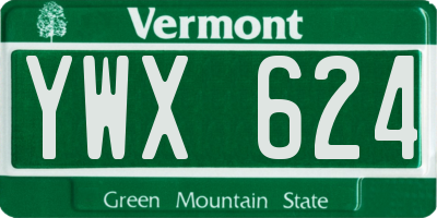 VT license plate YWX624