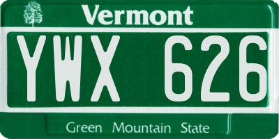 VT license plate YWX626