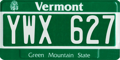 VT license plate YWX627
