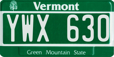 VT license plate YWX630