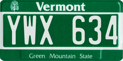 VT license plate YWX634