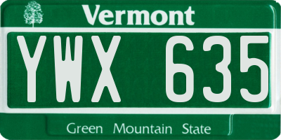 VT license plate YWX635
